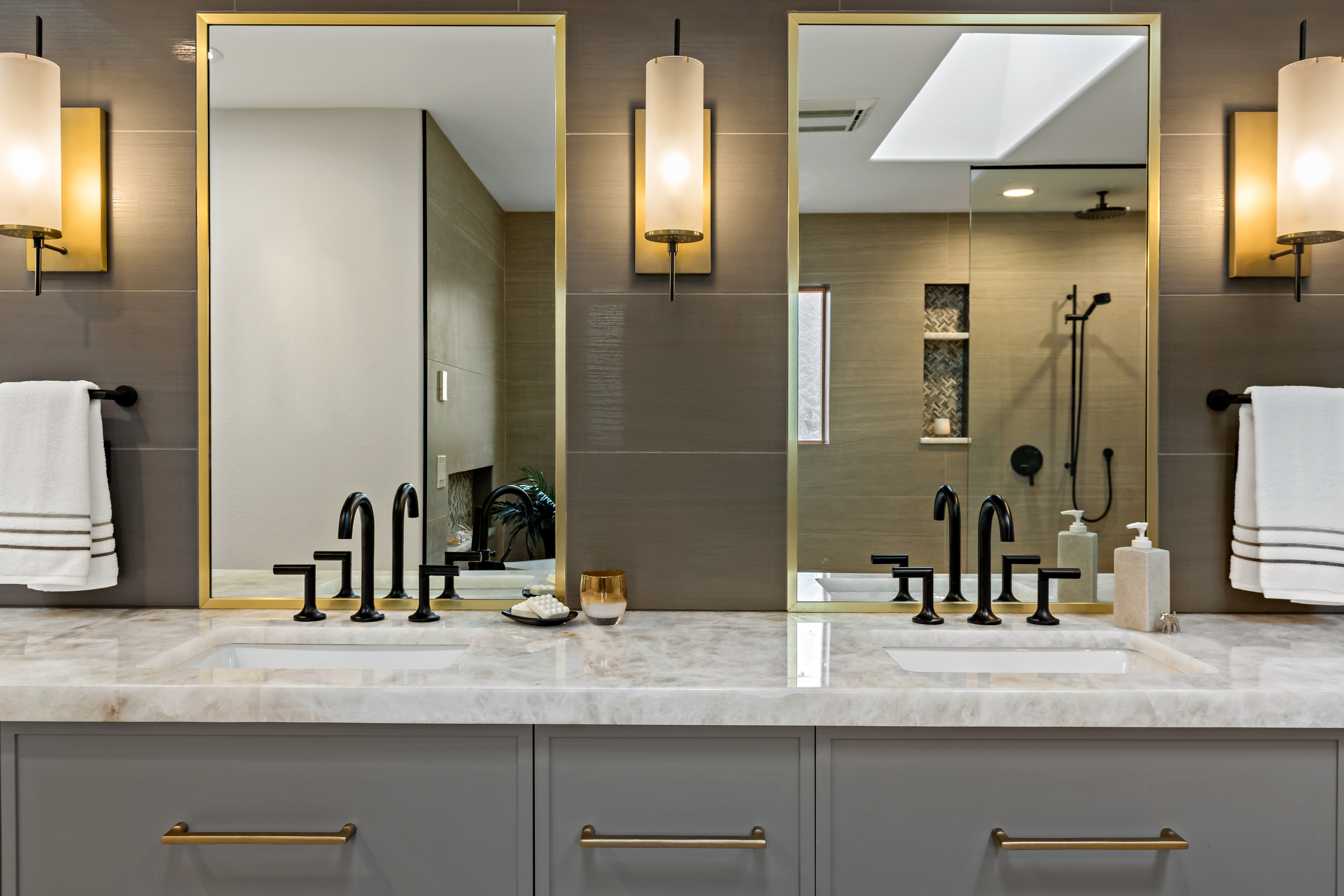 Black Sand Primary Bath — tile detail